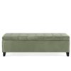 Wendover - Elegant Velvet Tufted Storage Bench With Lift Up Top And Birch Wood Legs - Pale Green - Image 6
