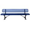 8' Outdoor Steel Bench With Backrest - Blue - Image 5