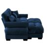 Modern Oversized 2 Seater Sofa With Ottoman Velvet Round Bolster Armrests Waist Pillow And Throw Pillows - Blue - Image 14