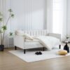 Elena - Twin Boucle Upholstered Daybed, Ribbed Tufted Backrest - Ivory - Image 9