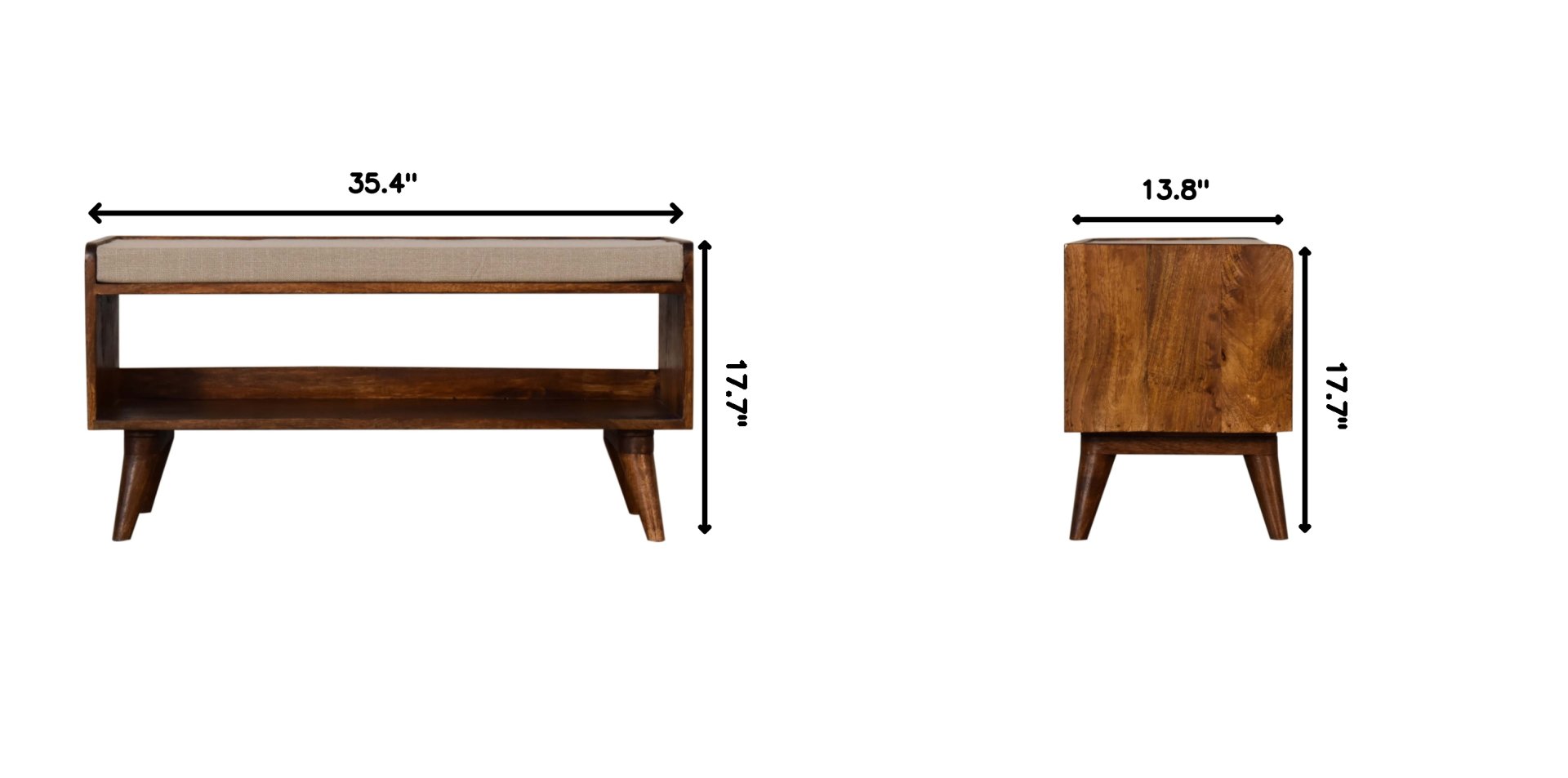 Nordic Storage Bench - Chestnut / Mud Linen - Image 21