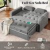 Upholstered Sleeper Bed Sofa With USB Charging, Adjustable Backrest, And Throw Pillows - Charcoal Gray - Image 4