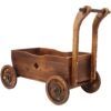 Wooden Wagon Planter Box Mobile Garden Planter With Wheels Handle Drain Hole Wood - Brown - Image 7