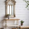 Distressed Wood Shelf Tray, French Country Console Table - Brown / Antique White - Image 4
