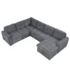 U-Shaped Sofa Sectional Sofa Pull-Out Sofa Bed With A Storage Chaise Lounge, Charging Devices For Living Room - Gray - Image 16