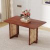 Style Dining Table With Imitation Rattan Design For Dining Room Living Room Office - Walnut - Image 2