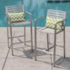 Outdoor Aluminum Rust Proof Barstools (Set of 2) - Silver - Image 4