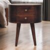 Rounded Bedside Table - Walnut - Image 10