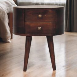 Rounded Bedside Table - Walnut