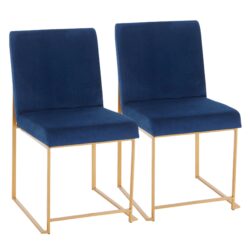 Fuji - Contemporary High Back Dining Chair (Set of 2) - Gold / Blue