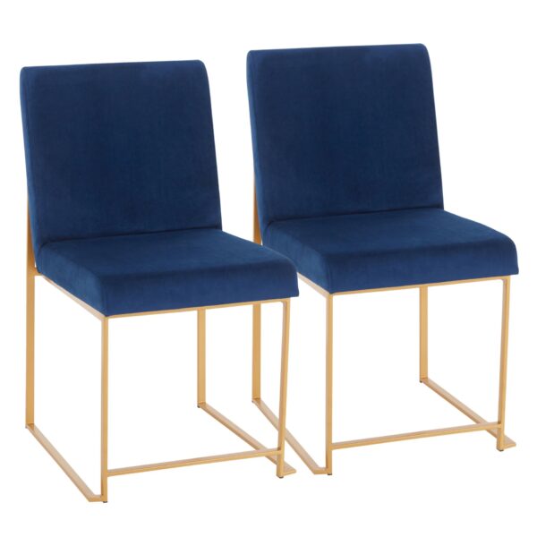 Fuji - Contemporary High Back Dining Chair (Set of 2) - Gold / Blue