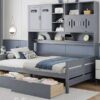 Full Size Daybed With 2 Drawers And All In One Cabinet And Shelf - Gray - Image 18