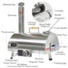 Pizza Oven Outdoor 12" Automatic Rotatable Pizza Ovens Portable Stainless Steel Wood Fired Pizza Oven Pizza Maker With Built-In Thermometer Pizza Cutter Carry Bag - Silver - Image 3