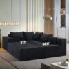 Modern 6 Piece Modular U Shaped Sectional Sofa With Chaise Lounge Corduroy - Black - Image 8