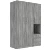 2 Doors Wardrobe Storage For Bedroom With Shelves And 3 Drawers - Gray - Image 4