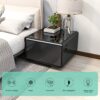 Modern Smart Side Table With Built-In Fridge, Wireless Charging, Temperature Control, Power Socket, USB Ports, Outlet Protection, Induction Light - Black - Image 4