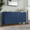 Elegant Sideboard With Sophisticated Wavy Pattern Doors And Arched Groove Design, Adjustable 4 Door Layout - Navy Blue - Image 4