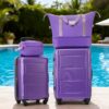2 Piece Luggage Set With Bags Expanable Spinner Wheels ABS Lightweight Suitcase With Tsa Lock 20" / 24" - Purple - Image 21