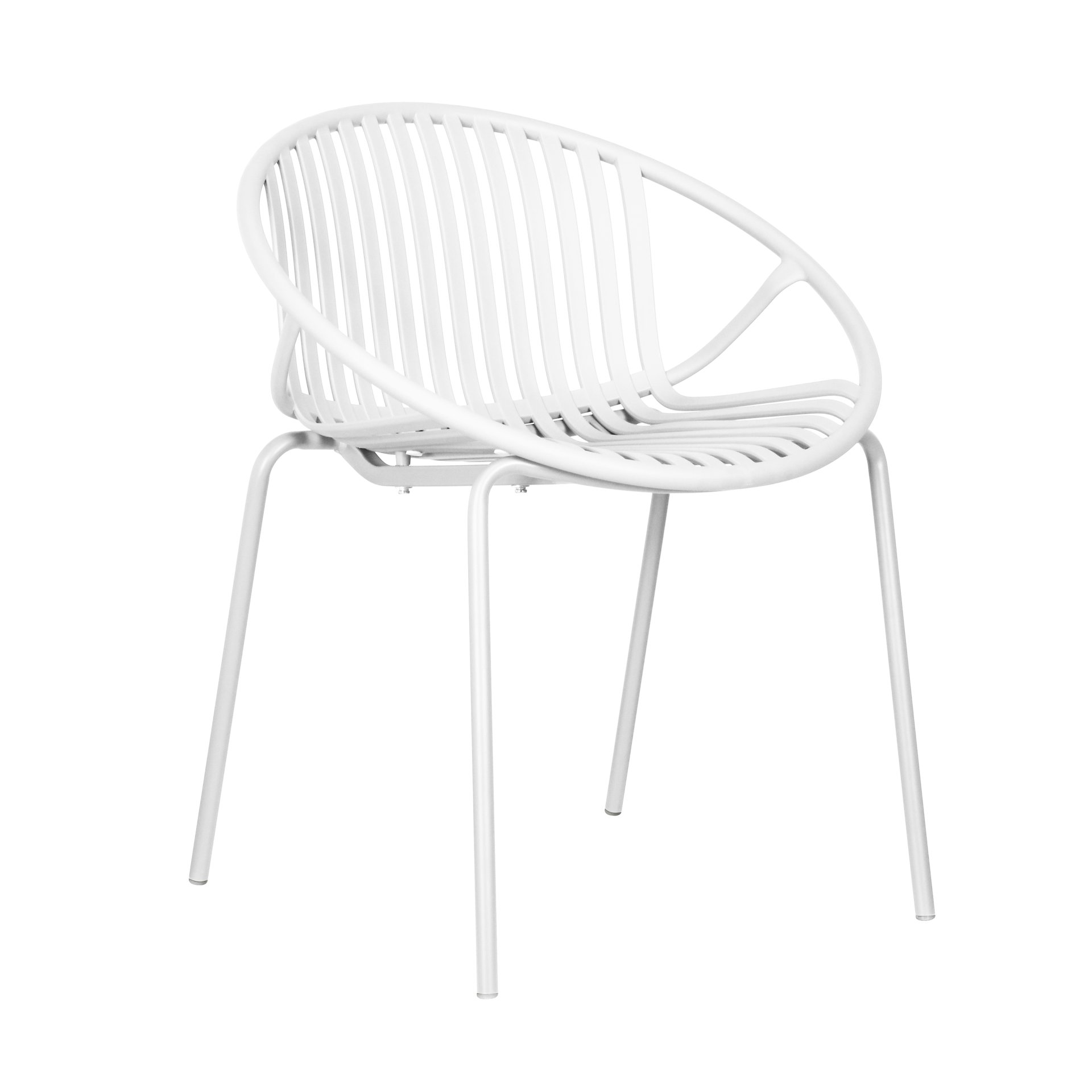 Modern Simple Art Style Patio Dining Chairs Stackable With Breathable Design, Metal Legs And Plastic Backrest (Set of 2) - White - Image 9