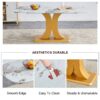 Modern Minimalist Dining Table With Imitation Marbled Glass Top And Legs For Kitchen And Living Room - Gold - Image 6