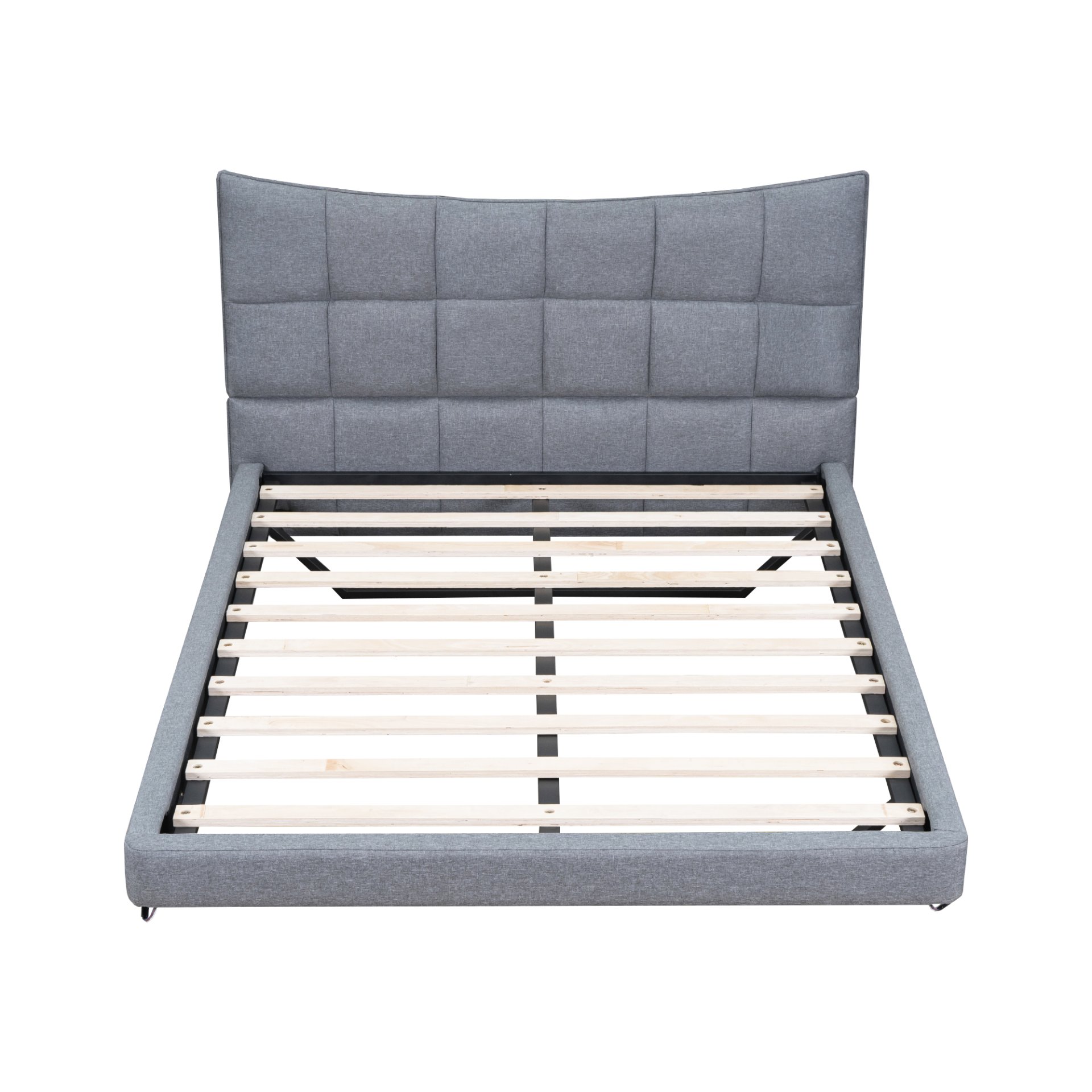 Full Size Upholstered Platform Bed With LED Lights, USB Ports And Outlets - Gray - Image 5
