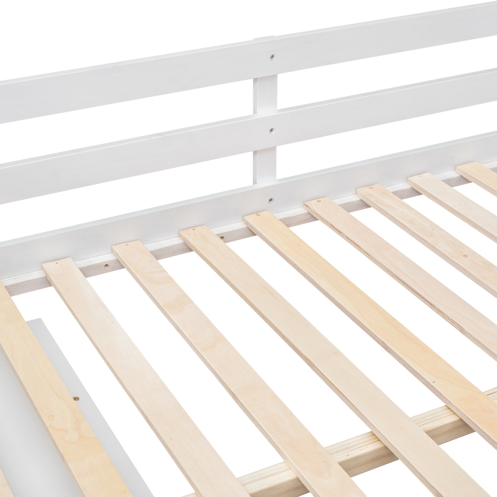 Full Size Loft Bed With Retractable Writing Desk And 3 Drawers With Storage Stairs And Shelves - White - Image 17