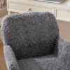 Office Chair, Artificial Rabbit Hair Home Office Chair With Golden Metal Base, Adjustable Desk Chair Swivel Office Chair, Vanity Chair - Gray - Image 11