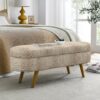Ottoman Oval Storage Bench With Rubber Wood Legs Fabric - Brown - Image 5