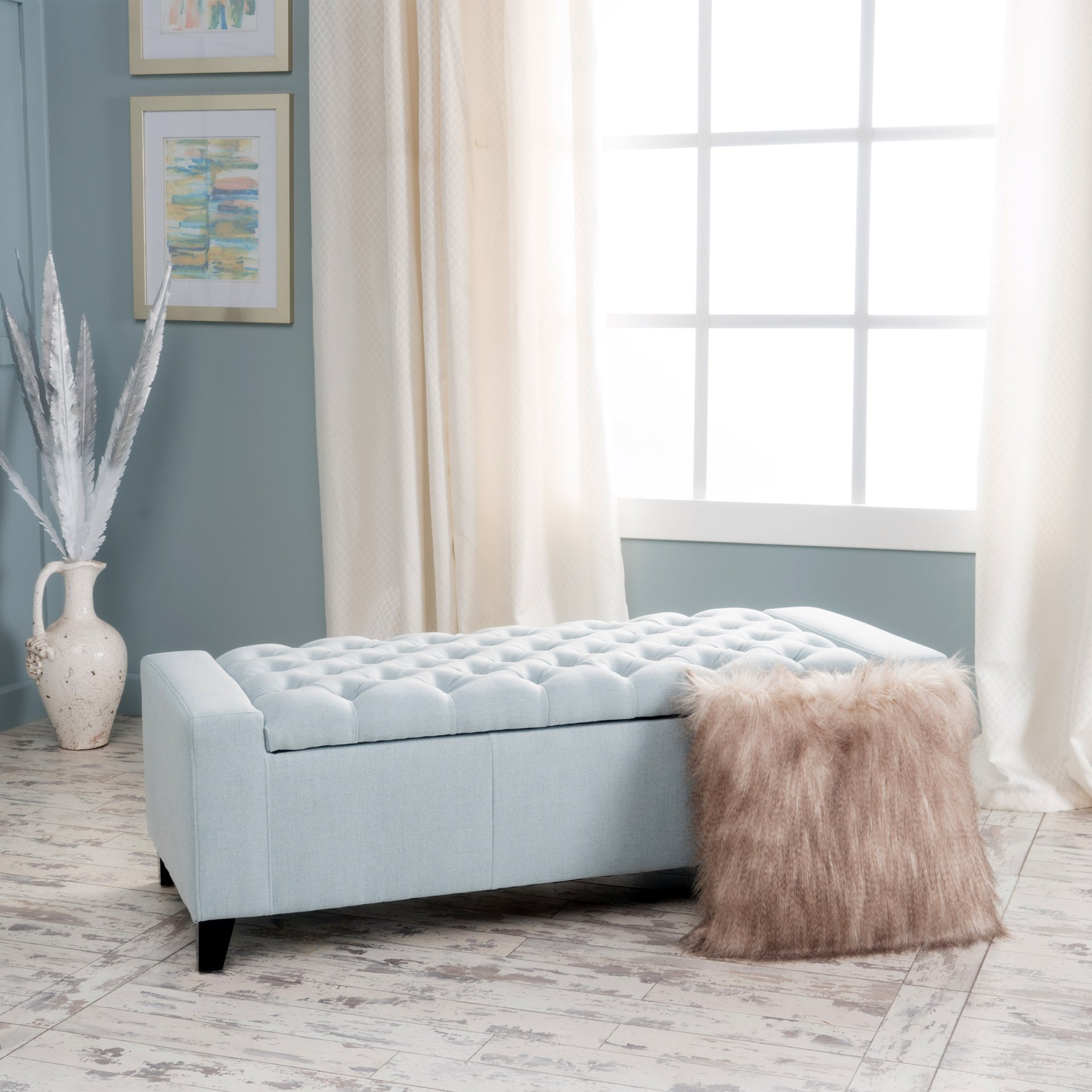 Stylish Guernsey Ottoman With Storage Function - Light Sky - Image 4