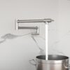 Wall Mount Pot Filler Faucet Folding Stretchable Kitchen Sink Faucet With 2 Handles - Brushed Nickel - Image 2