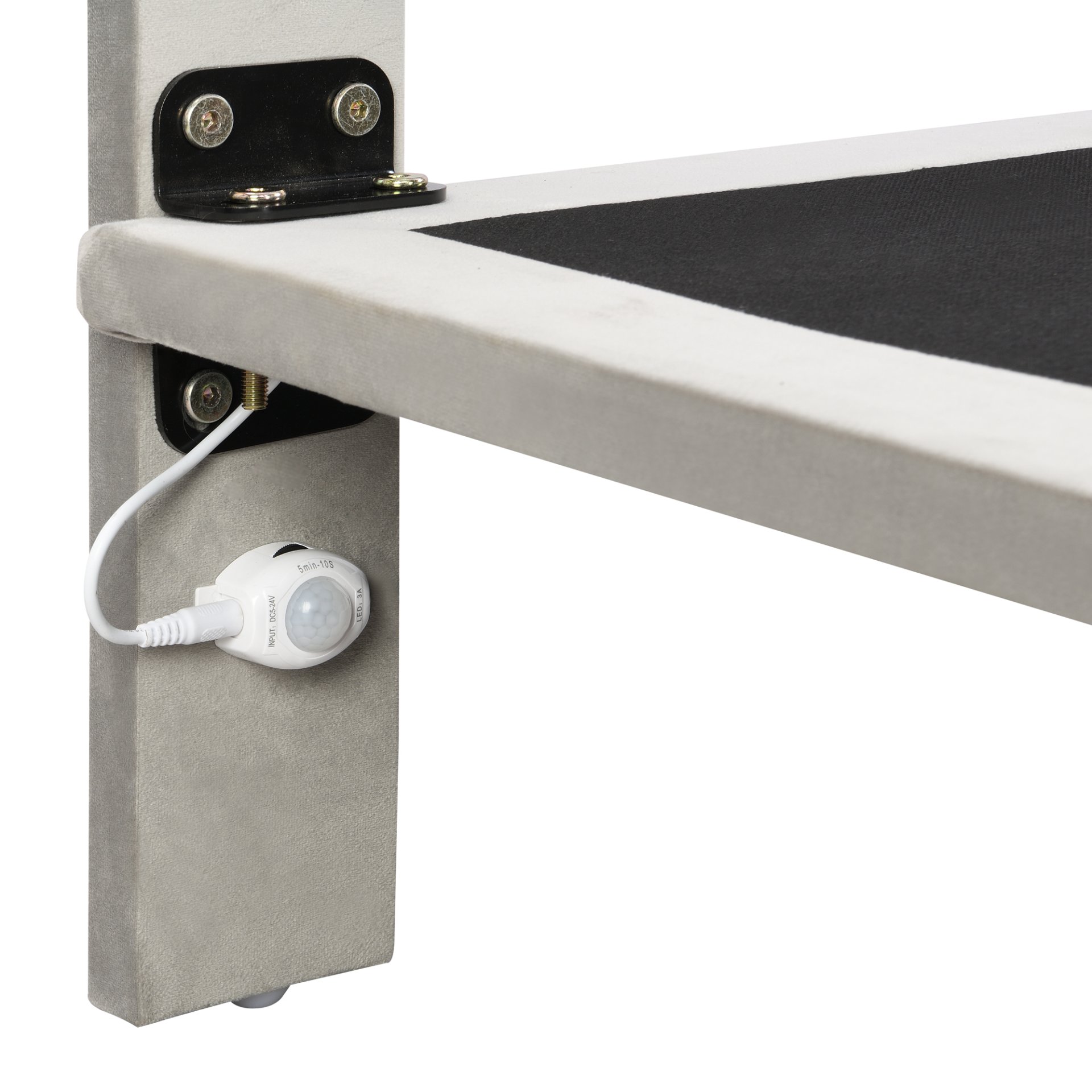 Queen Size Upholstered Bed With Sensor Light And Headboard, Floating Platform Bed - Gray - Image 9