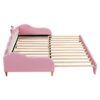 Twin Extending Daybed With LED Lights, Modern Upholstered Princess Daybed With Crown Headboard - Pink - Image 11