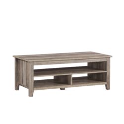 Coastal Grooved Panel Coffee Table With Lower Shelf - Gray Wash