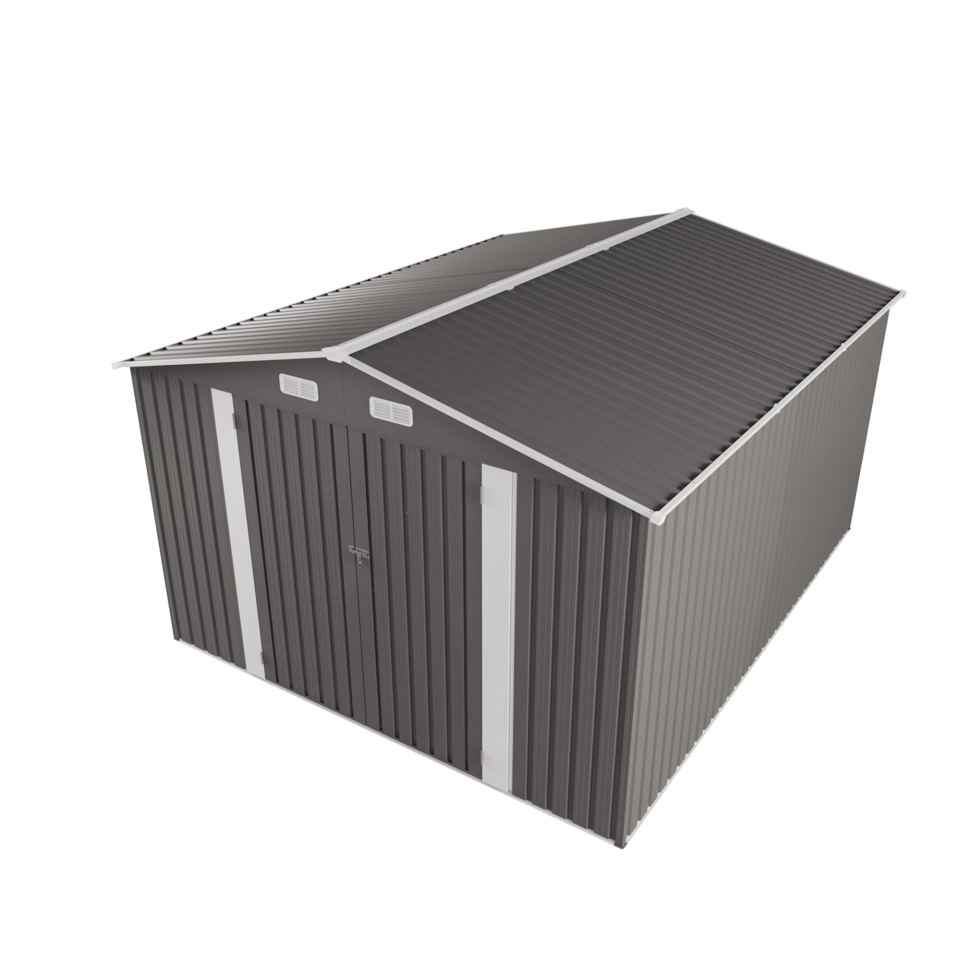 Large Metal Garden Shed With Double Door And Windows Waterproof Tool Shed - Gray - Image 14