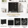 Bathroom Vanity, Modern Bathroom Cabinet With Sink Combo Set, Bathroom Storage Cabinet With A Soft Closing Door And 3 Drawers, Solid Wood Frame - Black - Image 2