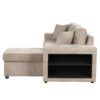 Modern L-Shape 3 Seat Reversible Sectional Couch, Pull Out Sleeper Sofa With Storage Chaise And 2 Stools For Living Room Furniture Set - Cream - Image 19