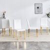 (Set of 4) Backrest Chairs With Gold Metal Legs A Perfect Match, Suitable For Minimalist And Contemporary Home Decor Styles - White / Gold - Image 5