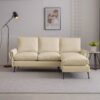 Modern Sectional Technical Leather L-Shaped Sofa Couch With Reversible Chaise Lounge - Beige - Image 3