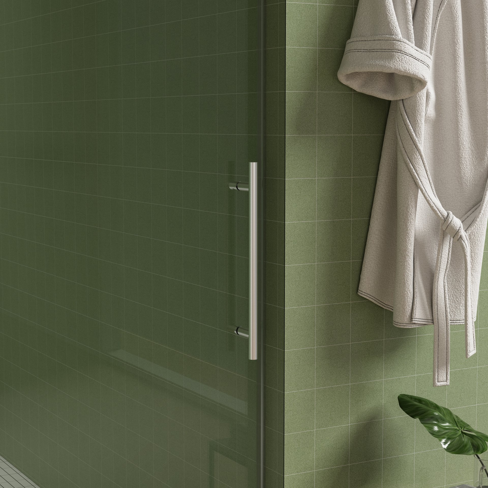 Frameless Shower Door, Sliding Shower Door, Premium 5 / 16" (8Mm) Thick Tempered Glass Shower Enclosure With Towel Bar, Double Side Easy Clean Coat, Finished With Buffer - Brushed Nickel - Image 14