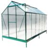 6.3'x12.2'x7' Polycarbonate Greenhouse, Heavy Duty Outdoor Aluminum Walk-In Green House Kit With Rain Gutter, Vent And Door For Backyard Garden - Green - Image 14
