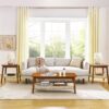 Mid - Century Square Side Table With Woven Shelf - Walnut - Image 7