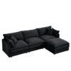 Modular L-Shaped Sectional Sofa Set With Movable Ottoman - Black - Image 15