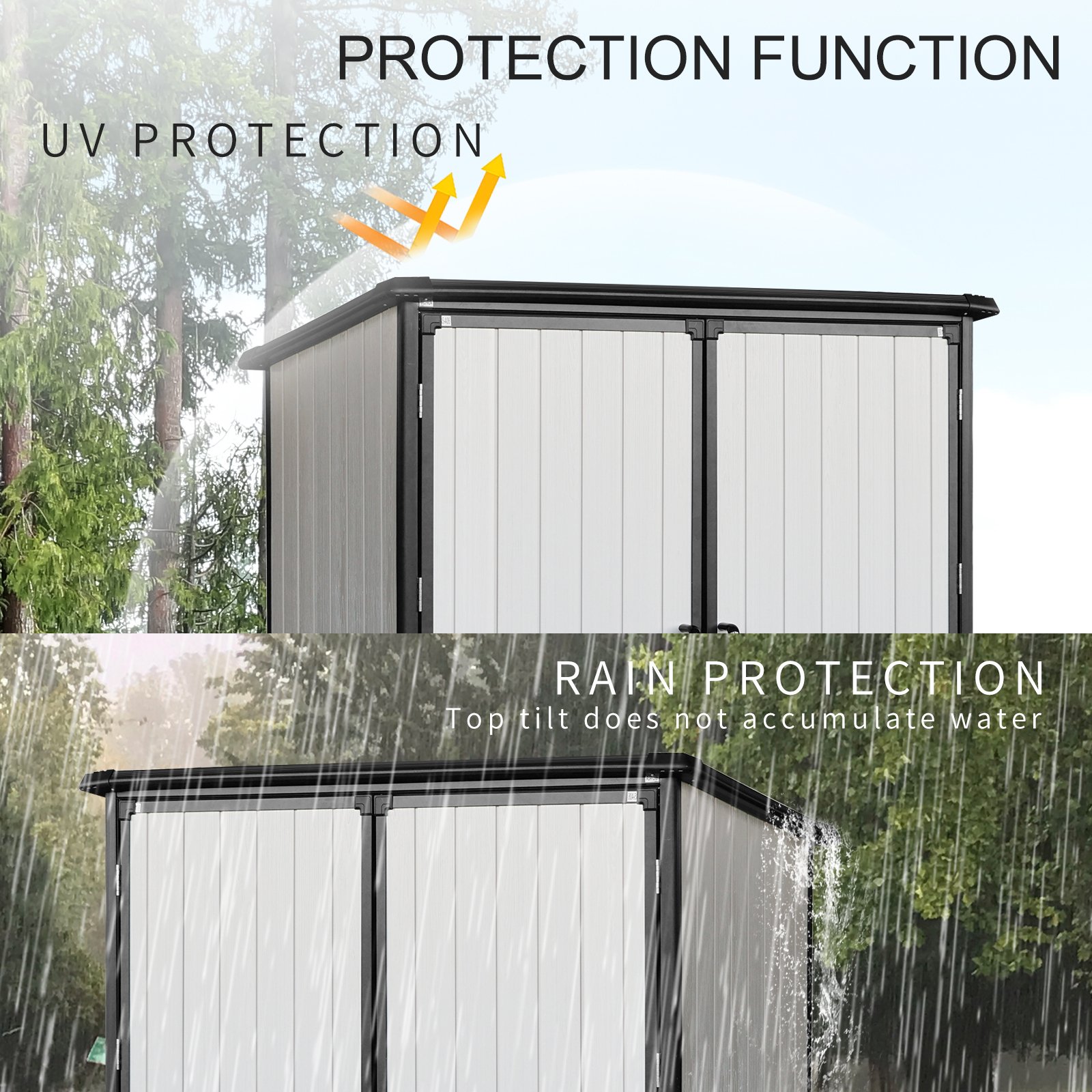 5X3Ft Outdoor Storage Shed Waterproof Resin Cabinet With Lockable Doors For Bikes And Patio Furniture - Black - Image 6