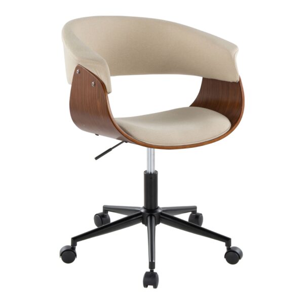 Vintage Mod - Mid-Century Modern Office Chair - Black / Walnut / Cream