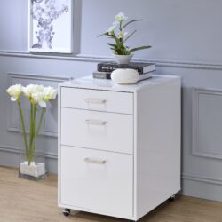 Coleen - High Gloss File Cabinet - White / Chrome