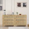 3 Drawers Rattan Storage Cabinet Rattan Drawer, For Bedroom, Living Room, Dining Room, Hallways (Set of 2) - Oak - Image 5