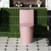 Fan Shaped Design 1 Piece Toilet With Elongated Bowl And Soft Close Seat, Dual Flush 1.1 / 1.6 Gpf - Pink Flower - Image 5