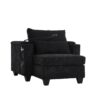 Convertible Chaise Lounge Sofa Chair Bed With USB Ports, Cup Holders & Storage - Black - Image 19