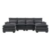 Modern U-Shaped Sectional Sofa With Waist Pillows, 6 Seat Upholstered Symmetrical Sofa Furniture, Sleeper Sofa Couch With Chaise Lounge - Gray - Image 2