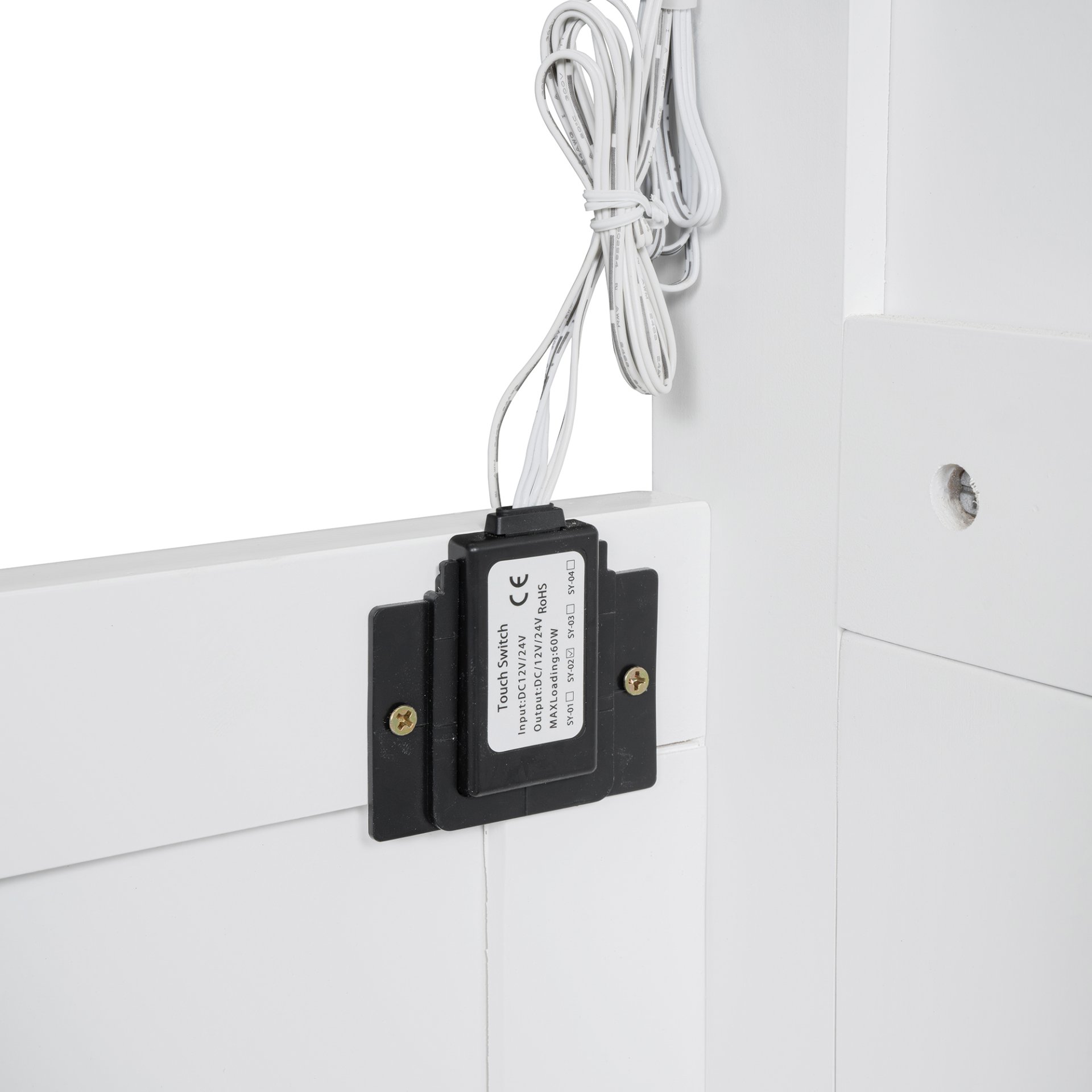 Full Size Murphy Wall Bed With Shelves, Wardrobe And LED Lights - White - Image 14